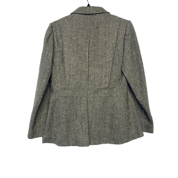 Vintage Foxmoor Wool 3 Button Herringbone Blazer Jacket Pleated Back Lined 13/14 - Picture 5 of 12